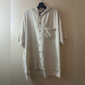 Men's Cream Hooded Shirt Jacket